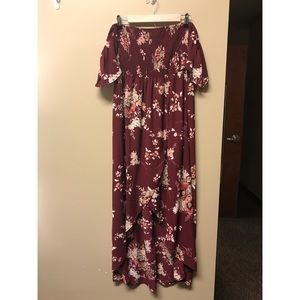 Maroon Floral Maxi Dress